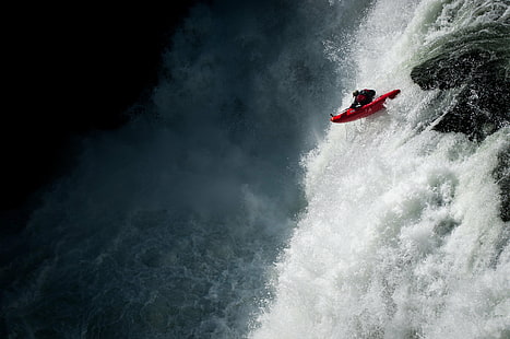 река, спорт, водопад, екстремни, сплав, каяк, HD тапет HD wallpaper