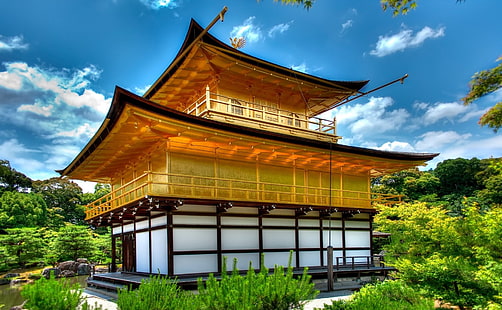 Tapınaklar, Kinkaku-ji, Japonya, Kyoto, Altın Köşk, HD masaüstü duvar kağıdı HD wallpaper