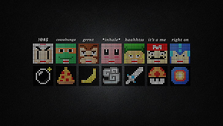 Captura de tela do Minecraft, jogos retrô, homem-bomba, Teenage Mutant Ninja Turtles, Donkey Kong, Kirby, Link, Super Mario, Mega Man, HD papel de parede