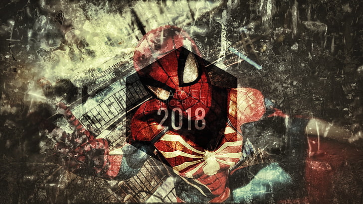 Spider-Man, Marvel Comics, Marvel Super Heroes, Poster game, Spiderman Noir, PlayStation 4, Wallpaper Platinum Conception, 2018 (Tahun), Wallpaper HD