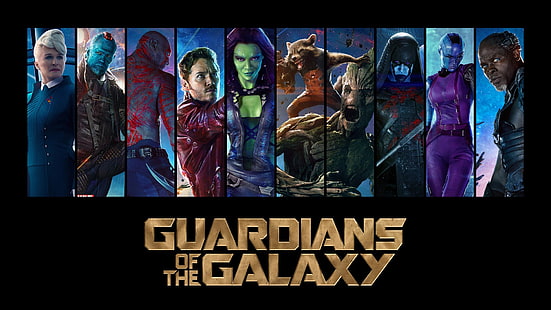 Poster film Guardians of the Galaxy, Guardians of the Galaxy, Marvel Comics, Star Lord, Gamora, Rocket Raccoon, Groot, Drax the Destroyer, film, Marvel Cinematic Universe, Wallpaper HD HD wallpaper
