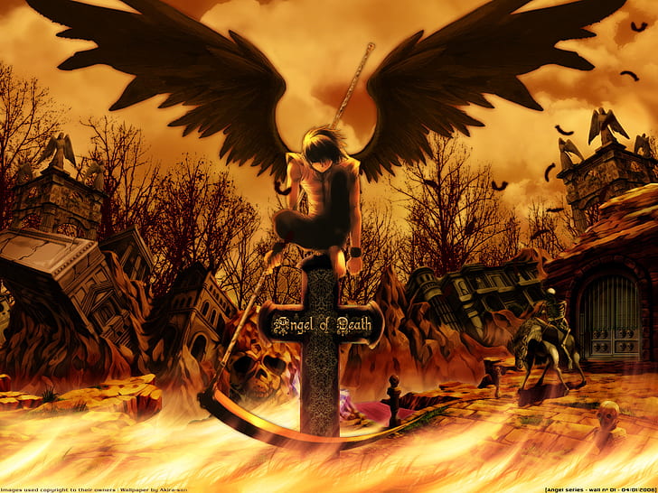 죽음의 천사 애니메이션 날개 HD, 천사 죽음 애니메이션 만화 영화, 만화 / 만화, 애니메이션, 천사, 날개, 죽음, HD 배경 화면