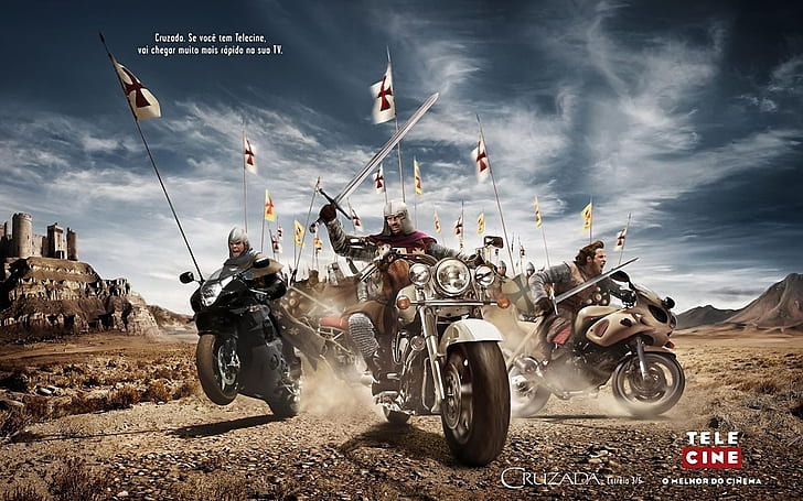 Motorradritter im alten Krieg, Motorrad, Ritter, alt, Krieg, HD-Hintergrundbild