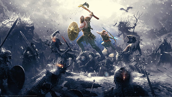 God of War, God of War (2018), arte digital, videogame, videogame, Kratos, HD papel de parede