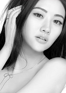 Jing Tian, ​​mujer, asiática, actriz, collar, monocromo, Fondo de pantalla HD HD wallpaper
