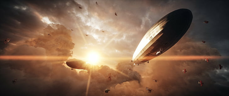 Medan Perang, Medan Perang 1, Pesawat, Zeppelin, Wallpaper HD