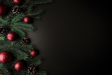 boules, arbre, nouvel an, noël, décoration, joyeux, sapin, branches de sapin, Fond d'écran HD HD wallpaper