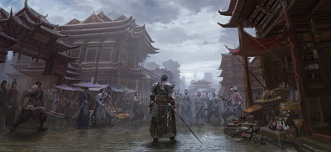 gruppo di persone che combattono carta da parati, opere d'arte, kung fu, spada, Dynasty Warriors, fantasy art, videogiochi, Sfondo HD HD wallpaper