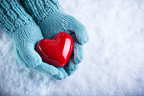 neve, coração, 4K, imagem de amor, mão, HD papel de parede HD wallpaper