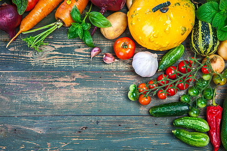 Ernte, Stillleben, Gemüse, frisch, Holz, gesund, HD-Hintergrundbild HD wallpaper