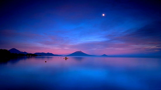 Синьо спокойно езеро-пейзаж HD тапети, синьо море, HD тапет HD wallpaper