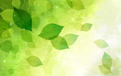 green leaves illustration, leaves, nature, vector, HD wallpaper HD wallpaper