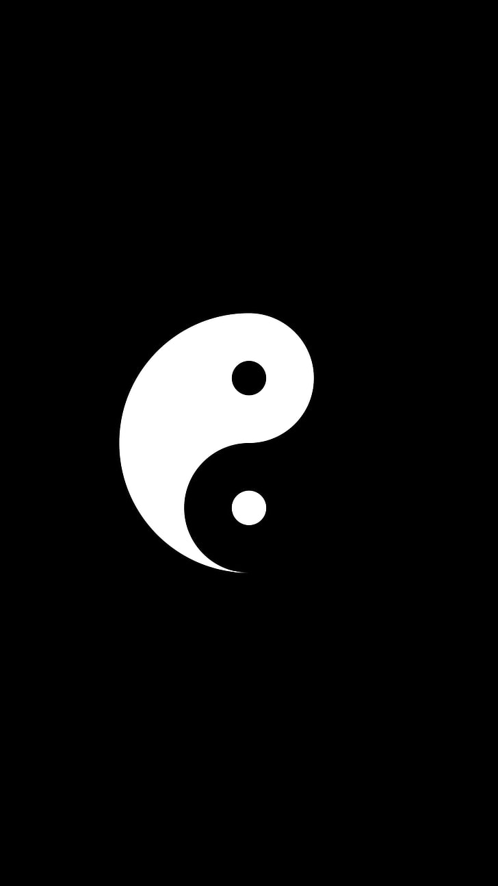 fondo negro, minimalismo, Yin y Yang, pantalla de retrato, Fondo de pantalla HD, fondo de pantalla de teléfono