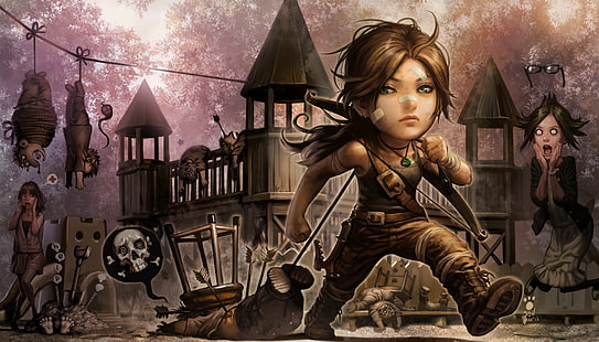 Lara Croft, video oyunları, mizah, Tomb Raider, HD masaüstü duvar kağıdı HD wallpaper