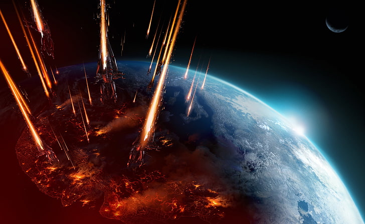 Mass Effect 3 Earth Attack, planet illustration, Games, Mass Effect, Planet, Earth, Game, Attack, Battle, Shooter, videogame, MassEffect, galacticwar, HD wallpaper
