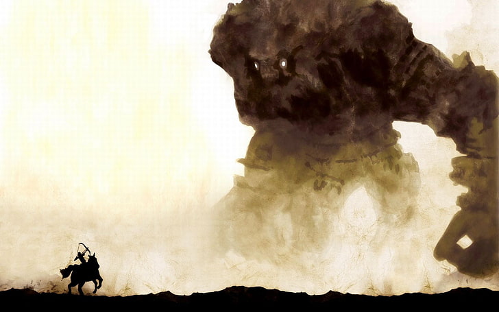มนุษย์ขี่ม้าศิลปะดิจิทัล Shadow of the Colossus วิดีโอเกมยักษ์มหึมาไททันงานศิลปะศิลปะแฟนตาซี, วอลล์เปเปอร์ HD