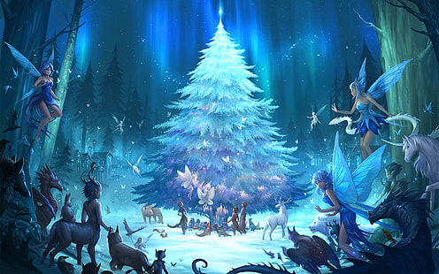 クリスマス、妖精、ファンタジー、 HDデスクトップの壁紙 HD wallpaper