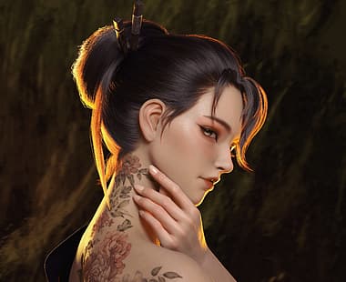  look, girl, Japanese, hand, tattoo, art, HD wallpaper HD wallpaper