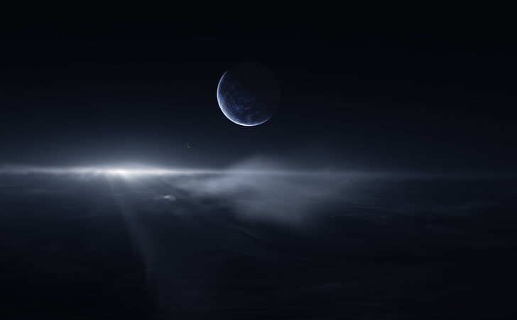 Subzero Tranquility, снимка на луната, Космос, Планета, Красива, Космос, Спокойствие, тъмно синьо, очарователно, starkiteckt, под нула, HD тапет