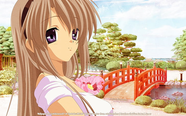 Clannad, Sakagami Tomoyo, Mädchen, niedlich, Brücke, zu Fuß, HD-Hintergrundbild