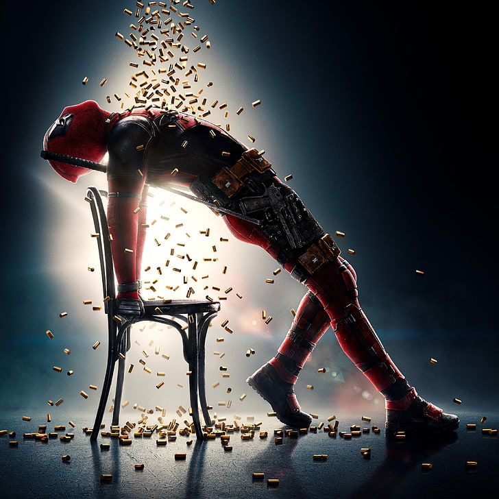 Tapeta cyfrowa Marvel Deadpool 2, Deadpool, Deadpool 2, obudowa muszli, krzesło, superbohater, Tapety HD
