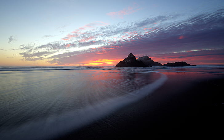 Beach Ocean Sunset HD, alam, laut, matahari terbenam, pantai, Wallpaper HD