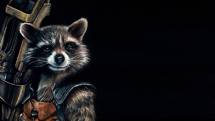 guardians of the galaxy comics movies rocket raccoon artwork fictional black background, HD wallpaper