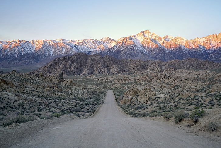 landscape, mountains, desert, USA, snow, nature, rocks, Mount Whitney, Sierra Nevada, HD wallpaper