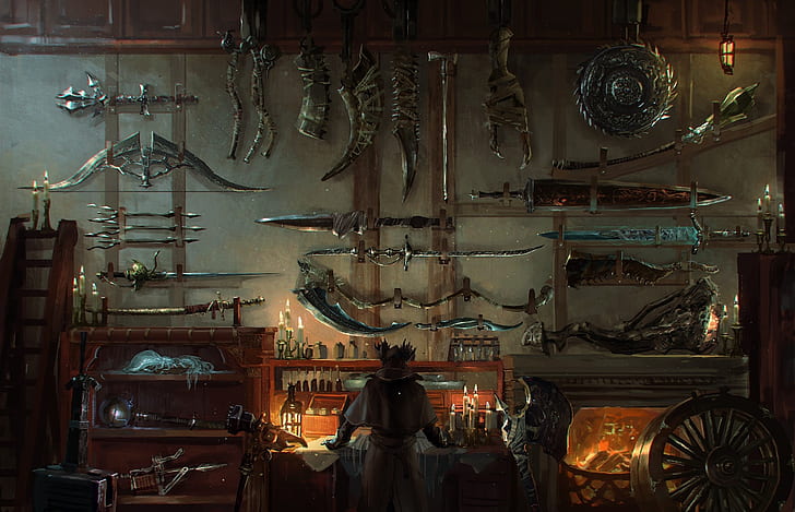 weapons, sword, workshop, weapon, bloodborne, HD wallpaper