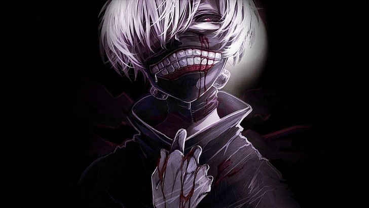 white-haired male anime character, tokyo ghoul, kaneki ken, black, ghoul, anime, HD wallpaper
