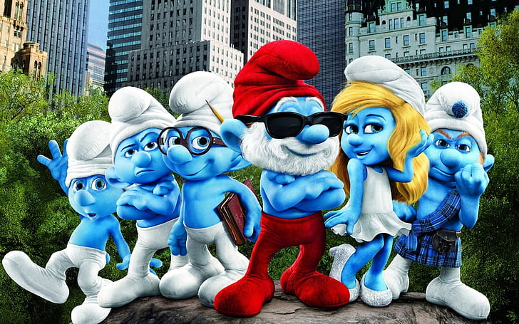 Smurfs Movie, смърфове, карикатури, HD тапет