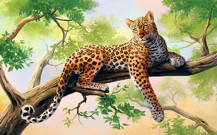 Seni Leopard, macan tutul, Wallpaper HD