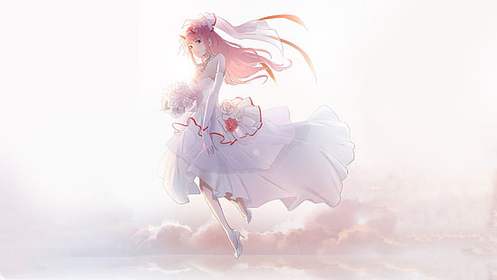 Anime, Darling in the FranXX, Wedding Dress, Zero Two (Darling in the FranXX), HD wallpaper HD wallpaper