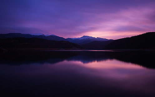 夕方の穏やかな湖の風景のHD壁紙、 HDデスクトップの壁紙 HD wallpaper