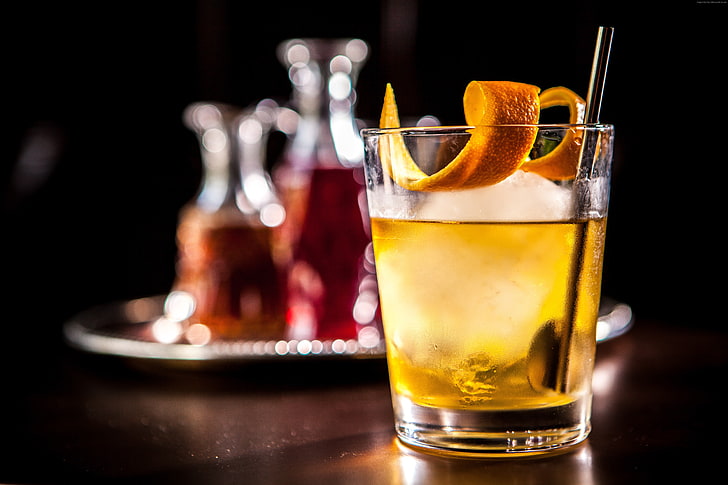 Cocktails, Whisky, Eis, Orange, HD-Hintergrundbild
