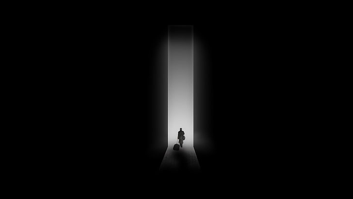 човек, ходещ по тапета на коридора, светлина, тъмнина, хора, HD тапет