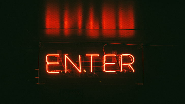 neon photography signs enter, HD wallpaper