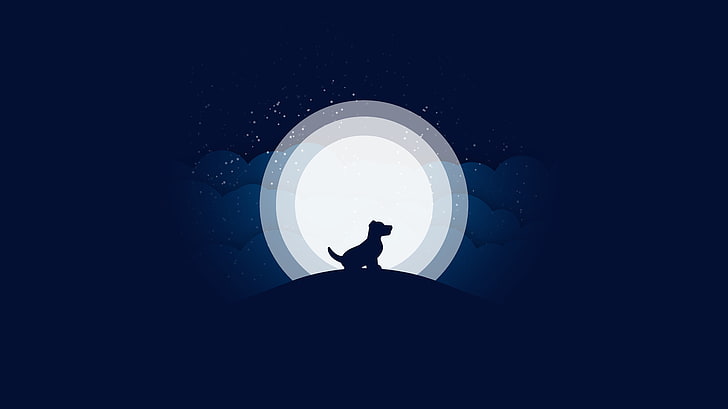 วอลล์เปเปอร์ดิจิตอลสุนัขและดวงจันทร์สุนัขกลางคืนดวงจันทร์, วอลล์เปเปอร์ HD