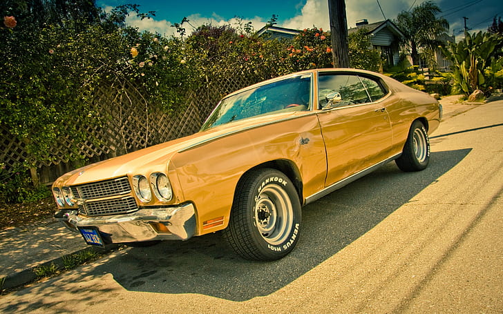 Chevrolet Chevelle, brown muscle car, Chevrolet Chevelle, HD wallpaper