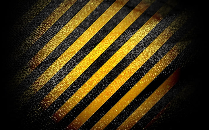 ilustrasi bergaris hitam dan kuning, abstrak, Wallpaper HD