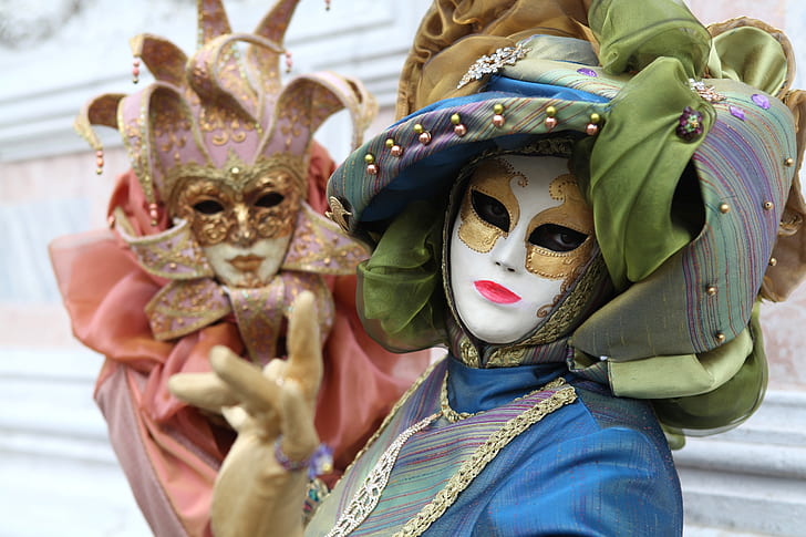 mask, costume, Venice, fabric, carnival, HD wallpaper