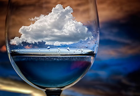 clear wine glass, macro, glasses, HD wallpaper HD wallpaper