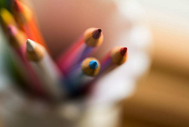 selective photo of coloring pencils, Colored Pencils, selective, photo, coloring, colored pencil, colorful, art, creativity, Macro, Mondays, pencil, multi Colored, education, yellow, HD wallpaper