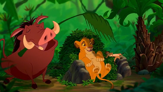 König der Löwen Auf Dschungel Simba Pumbaa Und Timon Disney Desktop Wallpaper Hd 1920 × 1080, HD-Hintergrundbild HD wallpaper