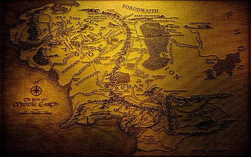 carta geografica, Terra di Mezzo, Il Signore degli Anelli, J. R. R. Tolkien, Lo Hobbit, Sfondo HD HD wallpaper