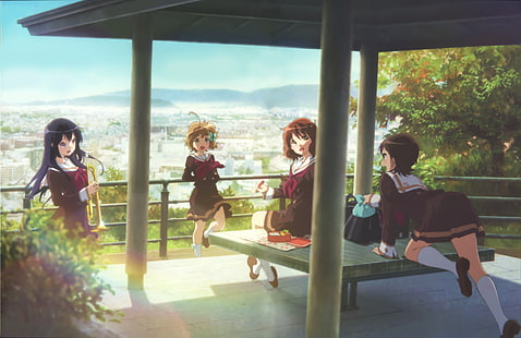 Anime, dźwięk! Euphonium, Hazuki Katou, Kumiko Oumae, Reina Kousaka, Sapphire Kawashima, Tapety HD HD wallpaper