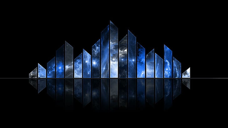Cosmos en tranches de cristal, ornements bleus, noirs et blancs, abstrait, 1920x1080, cristal, cosmos, tranche, Fond d'écran HD