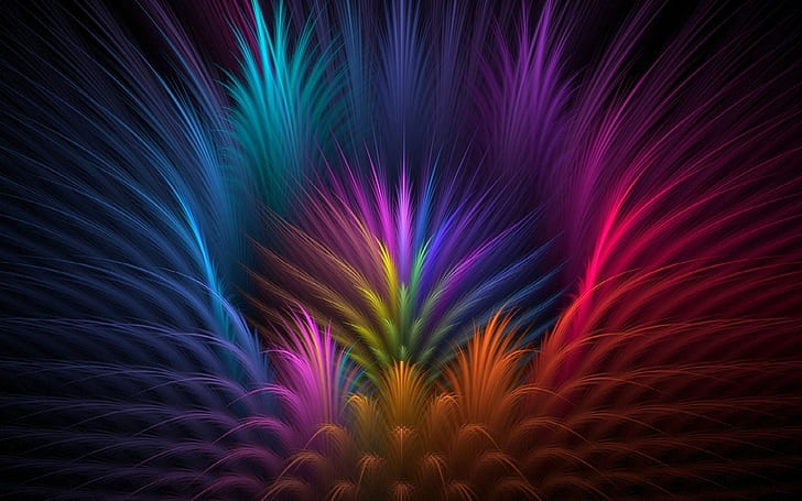 feathers, colorful, abstract, HD wallpaper