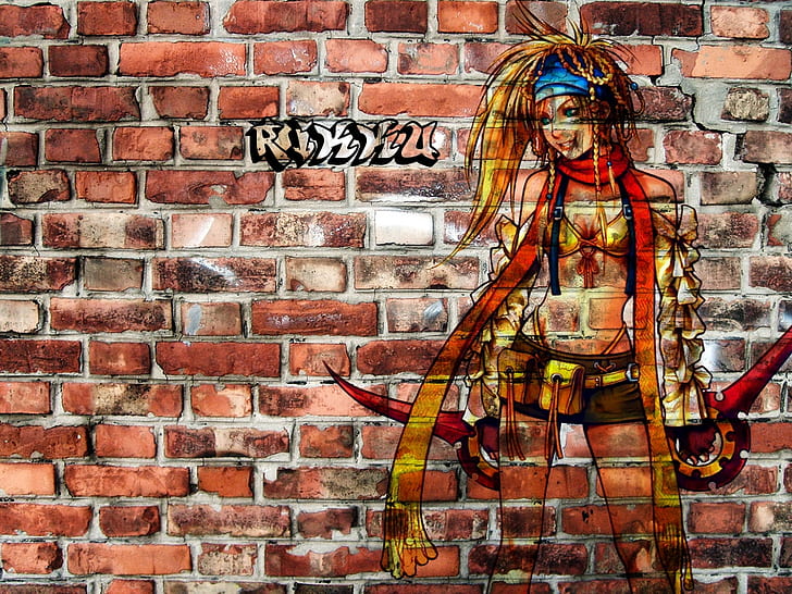 brick wall final fantasy Rikku Graffiti. Video Games Final Fantasy HD Art , Final Fantasy, rikku, brick wall, x-2, HD wallpaper