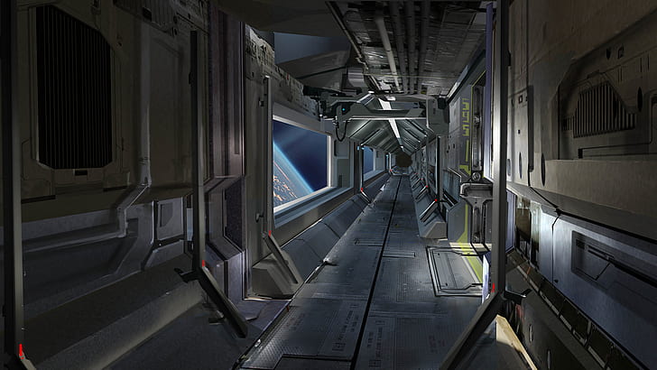 Corredor nave espacial Star Citizen HD, maneira de salão de nave espacial, videogames, estrela, nave espacial, corredor, cidadão, HD papel de parede